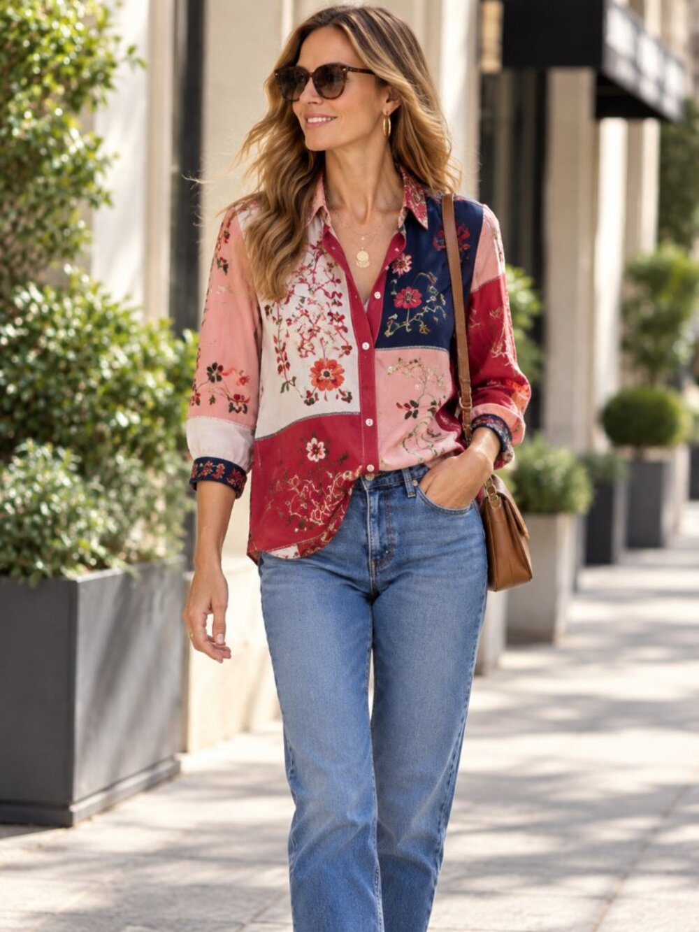 NEW JOHNNY WAS Marcia Clolor Block Shirt $330, Size XL, California Bohemian